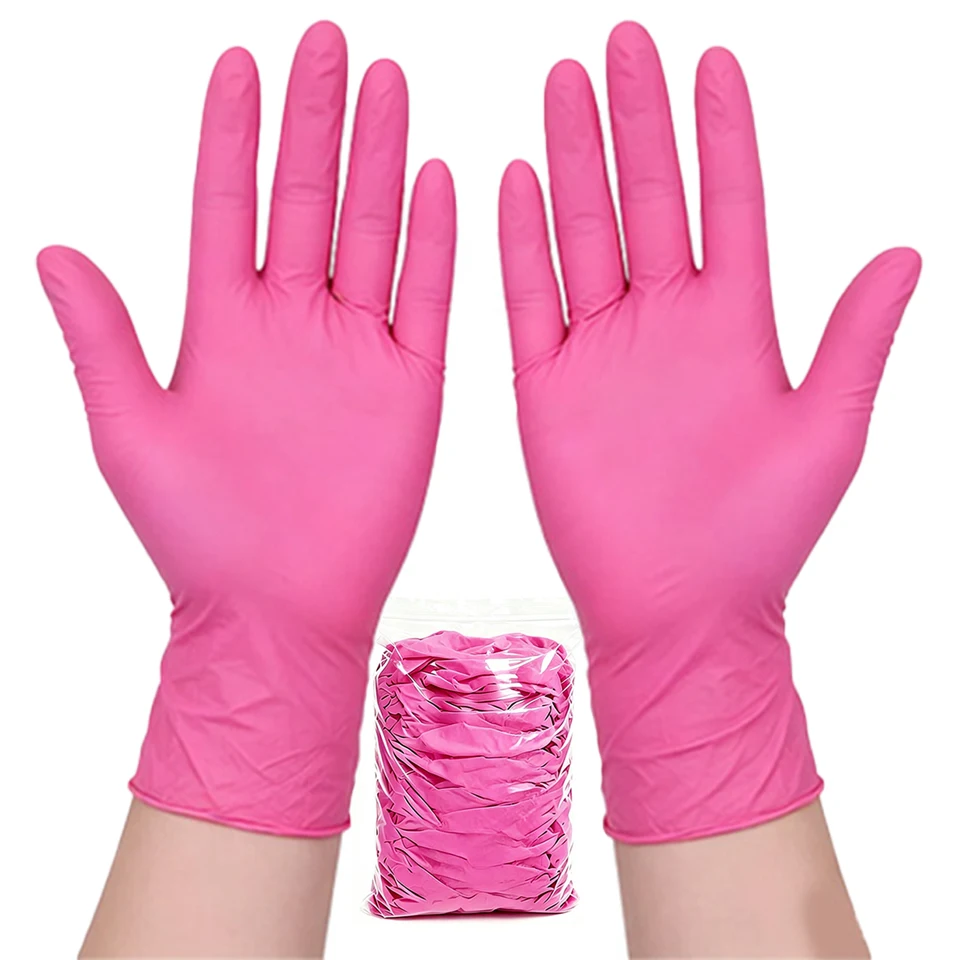 50PCS Deep Pink Nitrile Gloves - Nail Art Pink recension och pris