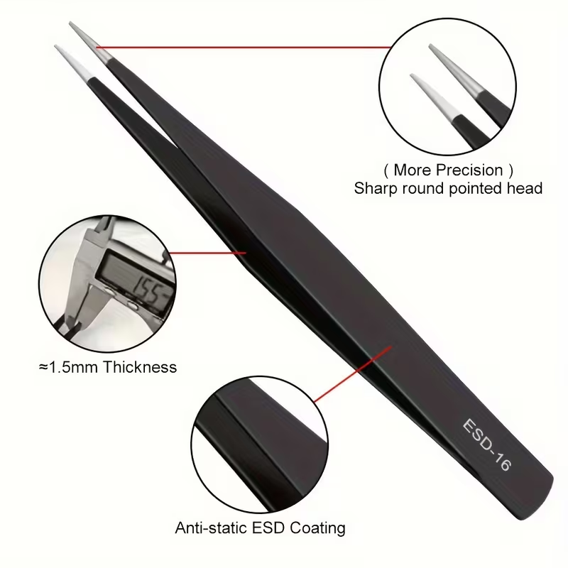10Pcs Precision ESD Tweezers,  - Nail Art Ombre recension och pris