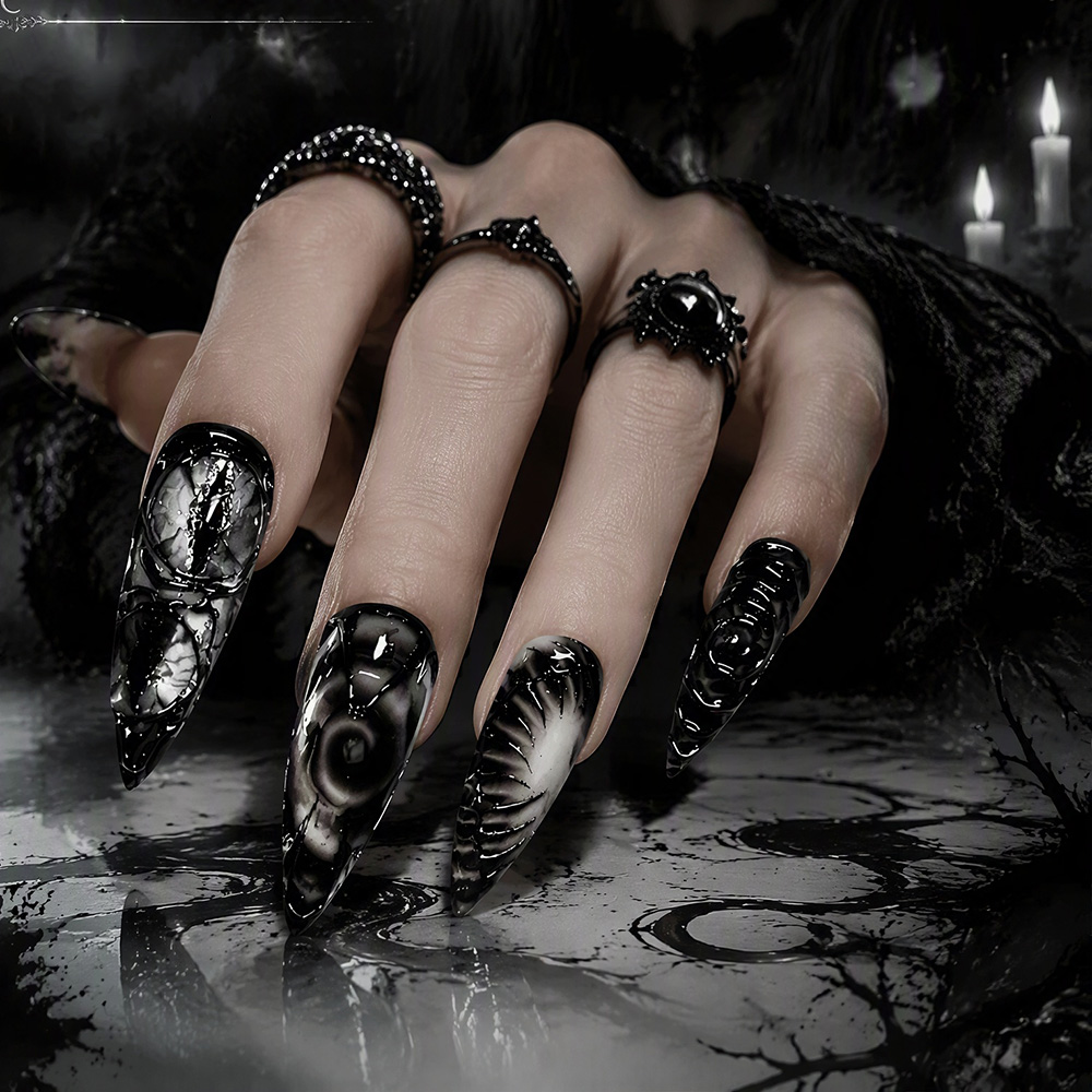 Stiletto Gothic Press On Nails - Nail Art Press On recension och pris