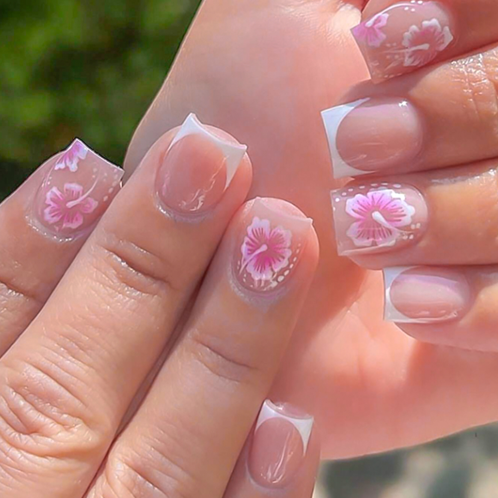 24Pcs French Flower False Nail - Nail Art Press On recension och pris