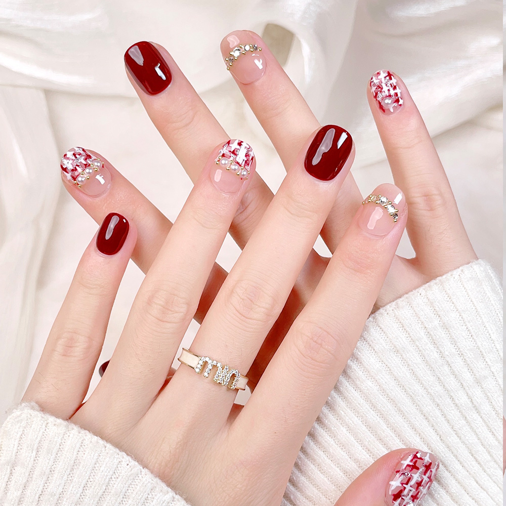 10pcs Short Square Round Handm - Nail Art Press On recension och pris